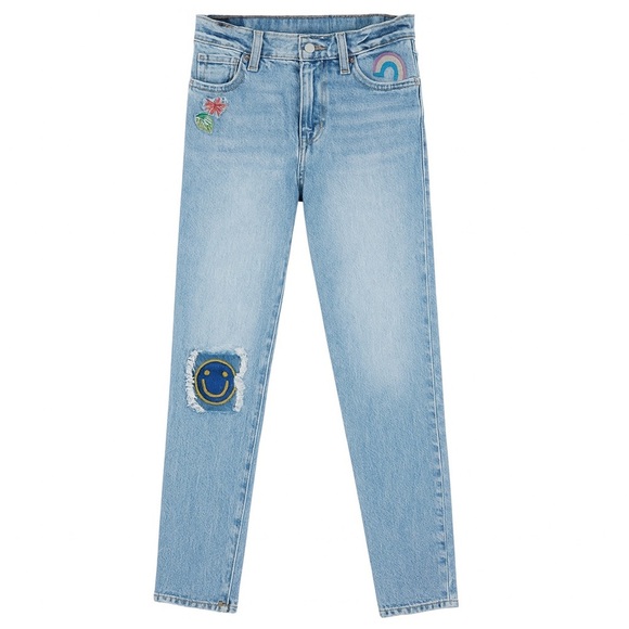 Cat & Jack High Rise Skinny Jeans Embroidered Stretch Distressed Denim Girls 14 - Picture 1 of 6